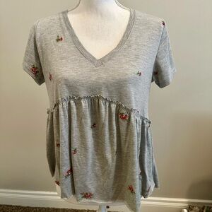 Gray Floral Women's Top